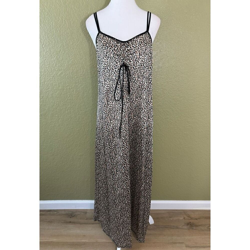 Vintage Diane Von Furstenberg Women's M Leopard Print Long Nightgown Slip Dress